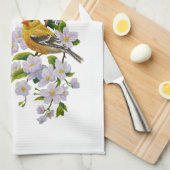 Goldfinch Birds & Blume U-Pick Hintergrundfarbe Geschirrtuch (Viertel Falte)