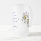 Goldfinch Birds & Blume U-Pick Hintergrundfarbe Mattglas Bierglas (VorderseiteRechts)