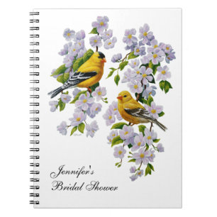 Goldfinch Birds & Blume U-Pick Hintergrundfarbe Notizblock