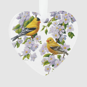 Goldfinch Birds & Blume U-Pick Hintergrundfarbe Ornament