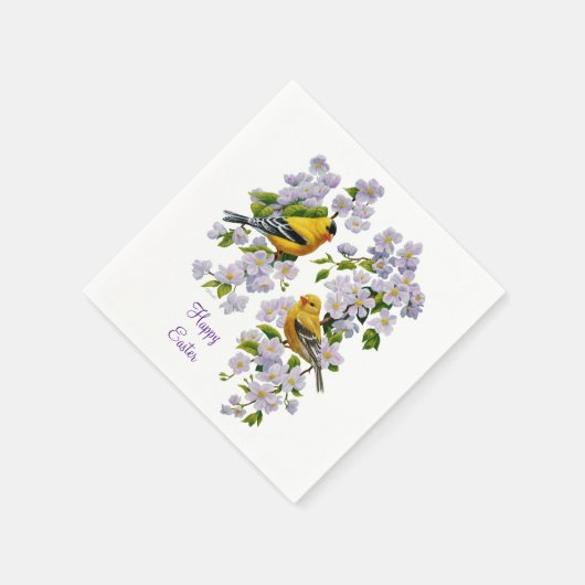 Goldfinch Birds & Blume U-Pick Hintergrundfarbe Serviette (Ecke)