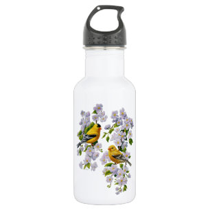 Goldfinch Birds & Blume U-Pick Hintergrundfarbe Trinkflasche