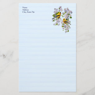 Goldfinch Birds und Blume Blau Briefpapier