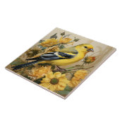 Goldfinch, Gelb und Schwarzer Vogel Fliese (Seite)