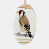 Goldfinch gerahmt mit Goldlinien Keramik Ornament (Rechts)