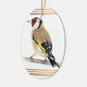 Goldfinch gerahmt mit Goldlinien Keramik Ornament (Links)