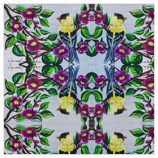 Goldfinch in Blüten Stoff (Muster)