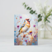Goldfinch in Flight, Impressionist Style Postkarte (Stehend Vorderseite)