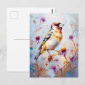 Goldfinch in Flight, Impressionist Style Postkarte (Vorne/Hinten)