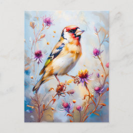 Goldfinch in Flight, Impressionist Style Postkarte
