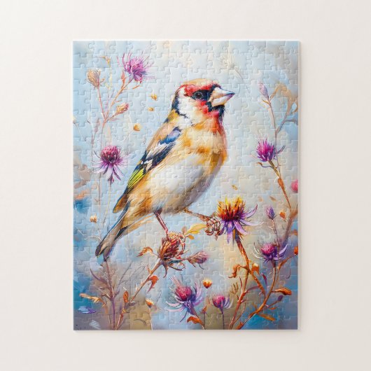 Goldfinch in Flight, Impressionist Style Puzzle (Vertikal)