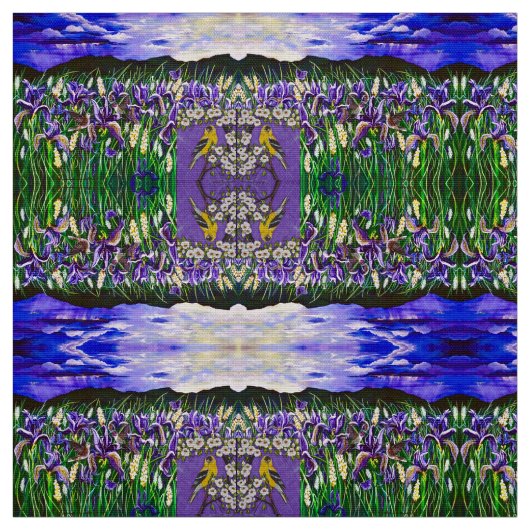 Goldfinch in Iris Fields Stoff (Muster)