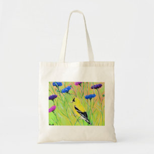 Goldfinch in Wildblumen Malerei Tragetasche