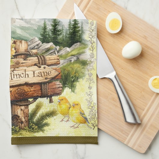 Goldfinch Lane Yellow Loden Gold Finish Geschirrtuch (Viertel Falte)