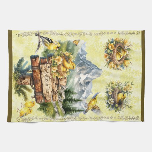 Goldfinch Lane Yellow Loden Gold Finish Geschirrtuch (Horizontal)