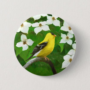 Goldfinch-Malerei - Niedliche Original-Hundeschich Button