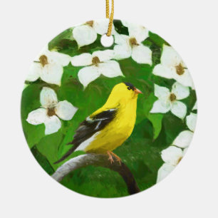 Goldfinch-Malerei - Niedliche Original-Hundeschich Keramik Ornament