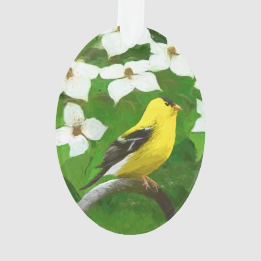 Goldfinch-Malerei - Niedliche Original-Hundeschich Ornament (Rückseite)