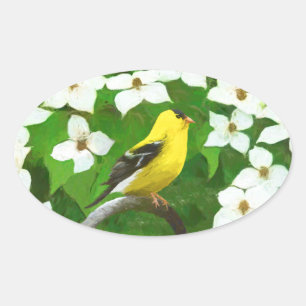 Goldfinch-Malerei - Niedliche Original-Hundeschich Ovaler Aufkleber