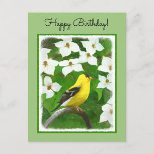 Goldfinch-Malerei - Niedliche Original-Hundeschich Postkarte