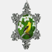 Goldfinch-Malerei - Niedliche Original-Hundeschich Schneeflocken Zinn-Ornament (Links)