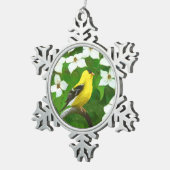 Goldfinch-Malerei - Niedliche Original-Hundeschich Schneeflocken Zinn-Ornament (Rechts)