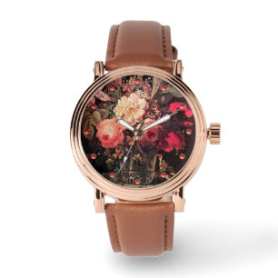 GOLDFINCH, PINKROSEN UND SCHALTFLÄCHE ARMBANDUHR