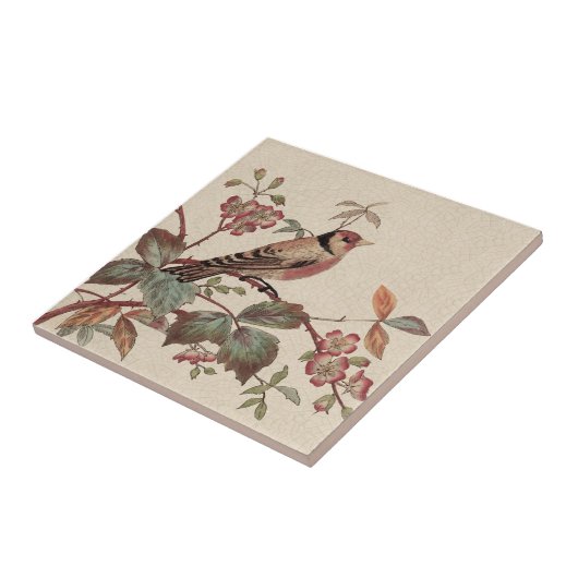 Goldfinch Polychrome Staffordshire Repro Antike Fliese (Seite)