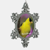 Goldfinch Schneeflocken Zinn-Ornament (Links)