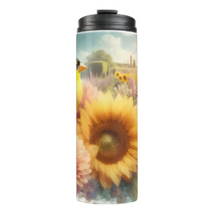 Goldfinch Songbird Rustic Garden Thermal Tumbler Thermosbecher