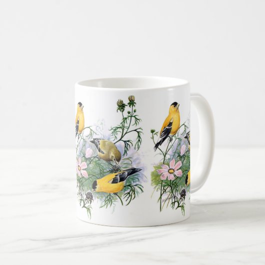 Goldfinch Songbird-Vogelmalerei Kaffeetasse (VorderseiteRechts)