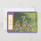 Goldfinch Spring Garden Wedding Cream RSVP Karte (Rückseite)