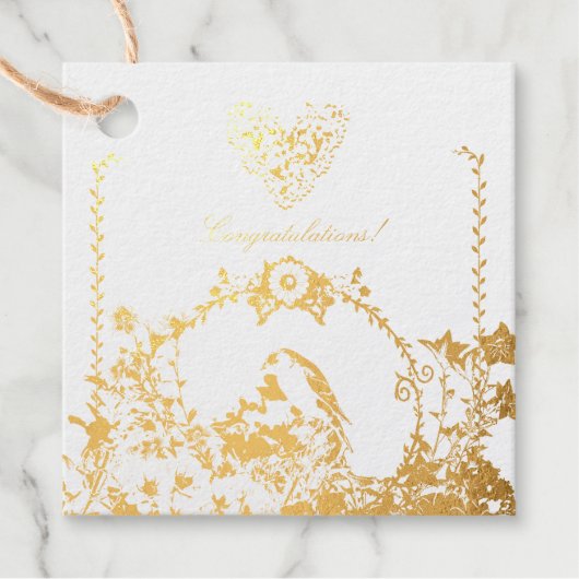 Goldfinch Spring Garden Wedding Creme Horizontal Geschenkanhänger (Vorderseite)