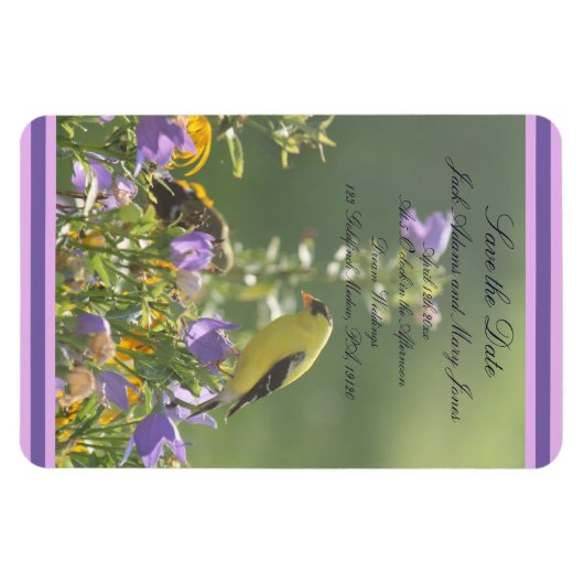 Goldfinch Spring Garden Wedding Magnet (Horizontal)