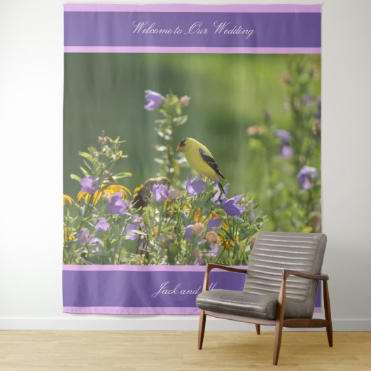Goldfinch Spring Garden Wedding Wandteppich (Beispiel)