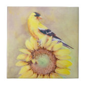 GOLDFINCH u. SONNENBLUME durch SHARON SHARPE Fliese (Vorderseite)