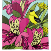 Goldfinch und Blume Duschvorhang (Vorderseite)