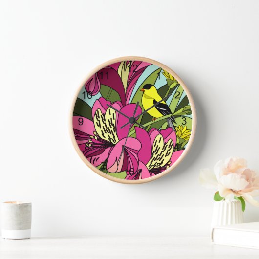 Goldfinch und Blume Uhr (Zuhause)