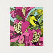 Goldfinch und Blume Wandteppich (Vorderseite)