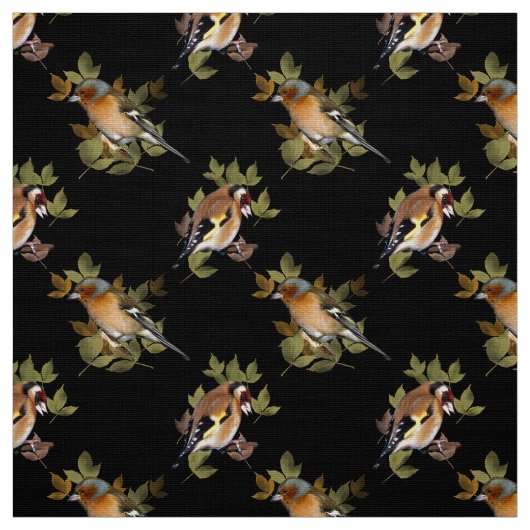Goldfinch und Chaffinch auf Blatt Stoff (Muster)