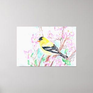 Goldfinch und Dogwood-Blume Leinwanddruck