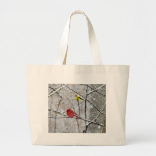Goldfinch und Kardinal Jumbo Stoffbeutel