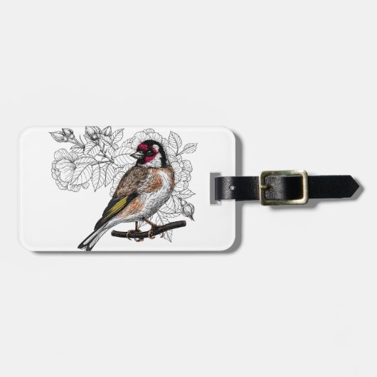 Goldfinch und Rose Gepäckanhänger (Vorderseite horizontal)