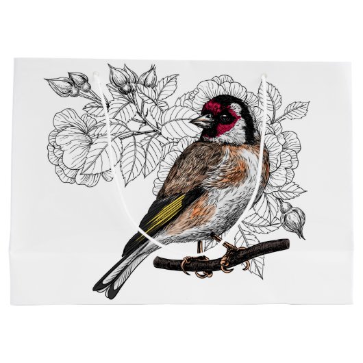 Goldfinch und Rose Große Geschenktüte (Rückseite)