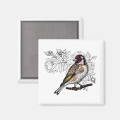 Goldfinch und Rose Magnet (Vorderseite/Rückseite)