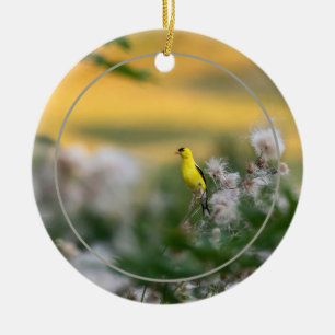 Goldfinch- und Thistle-Herbst Keramik Ornament