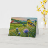 Goldfinch Vogelgrippe im Sommer Farm Karte (Gelbe Blume)