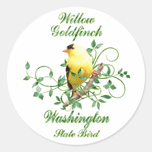 Goldfinch Washington Staat Bird Runder Aufkleber (Vorderseite)
