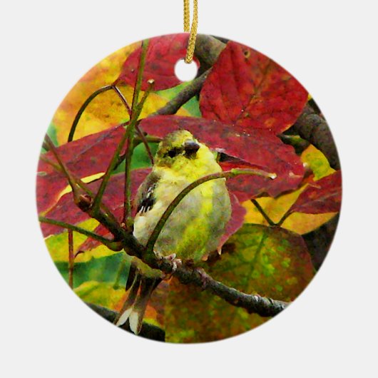 Goldfinch-Weihnachtsverzierung Keramikornament (Vorne)