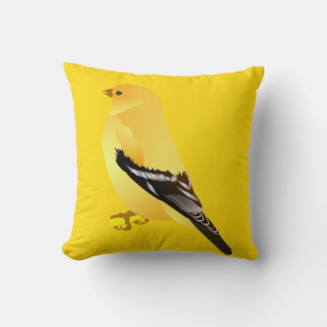 Goldfinch Yellow Bird Throw Kissen (Vorderseite)